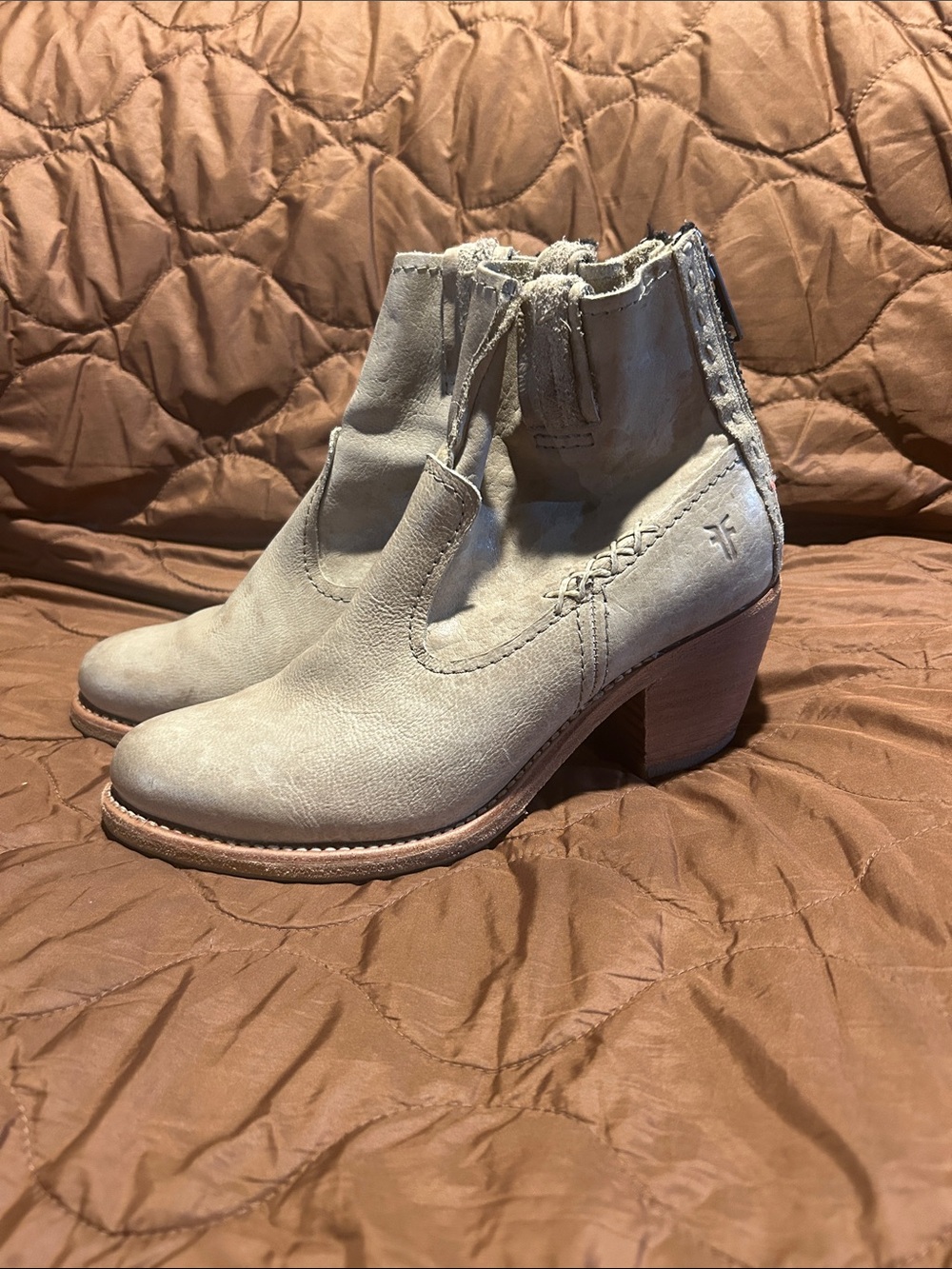 Frye Women's Suede Ankle Booties in Taupe